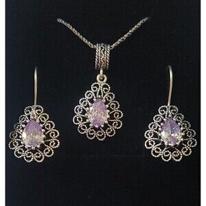 925 Sterling Silver Turkish Filigree Wedding Jewelry Set for Women, HandmadeGift